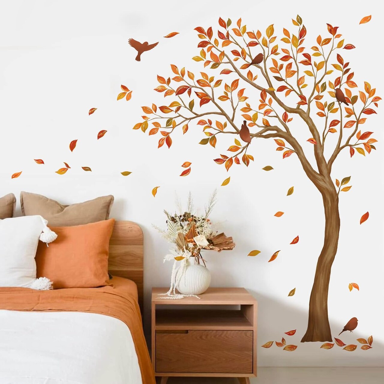 Fall Large Tree Wall Stickers Autumn Falling Leaves Peel and Stick Wall Art Decals